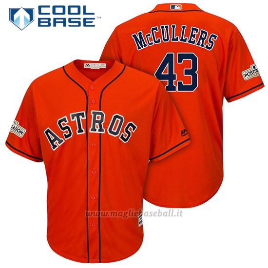 Maglia Baseball Uomo Houston Astros 2017 Postseason Lance Mccullers Arancione Cool Base